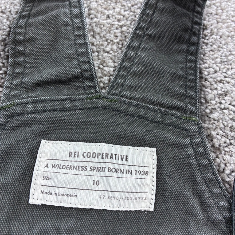 REI Trailsmith Overalls Women's 10 Gray Canvas Utility Hiking Bibs 15076 - Picture 3 of 7